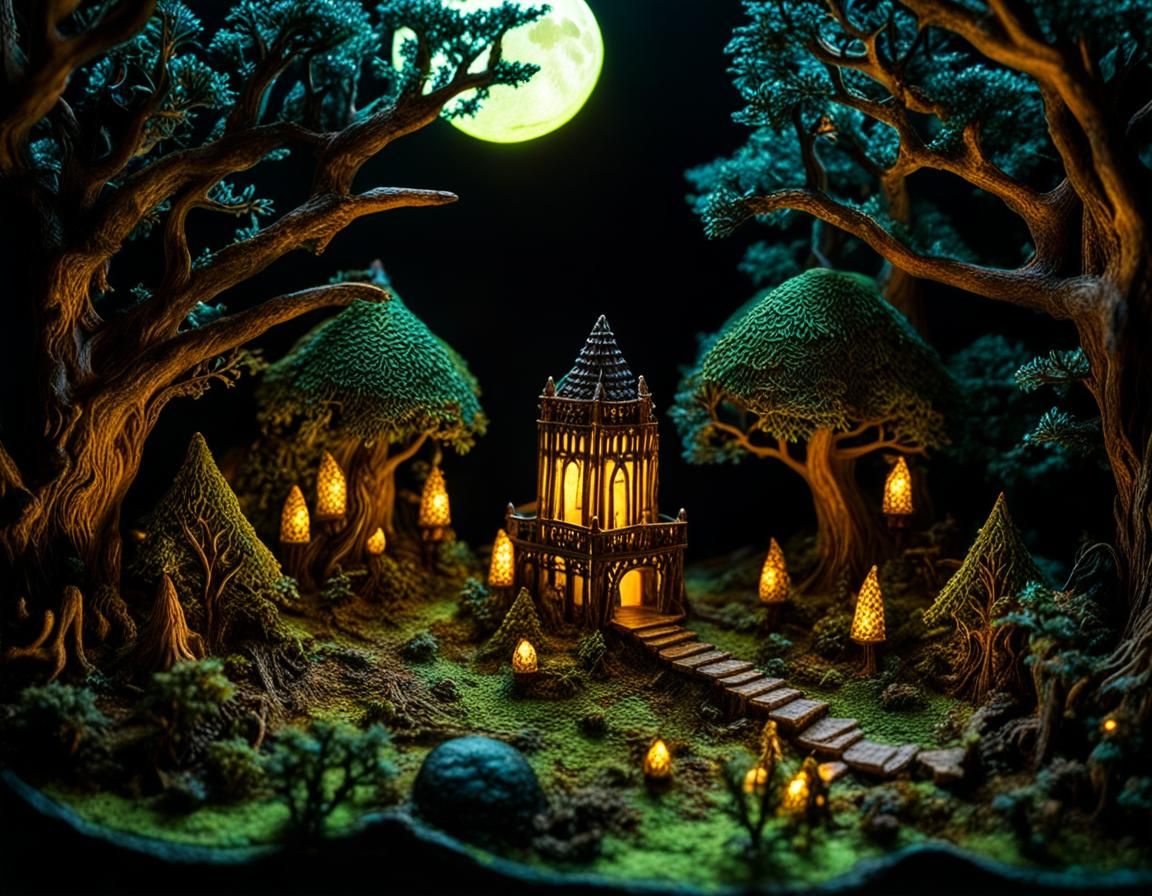 Glowing Moonscene in Sculpted Velvet Colorway