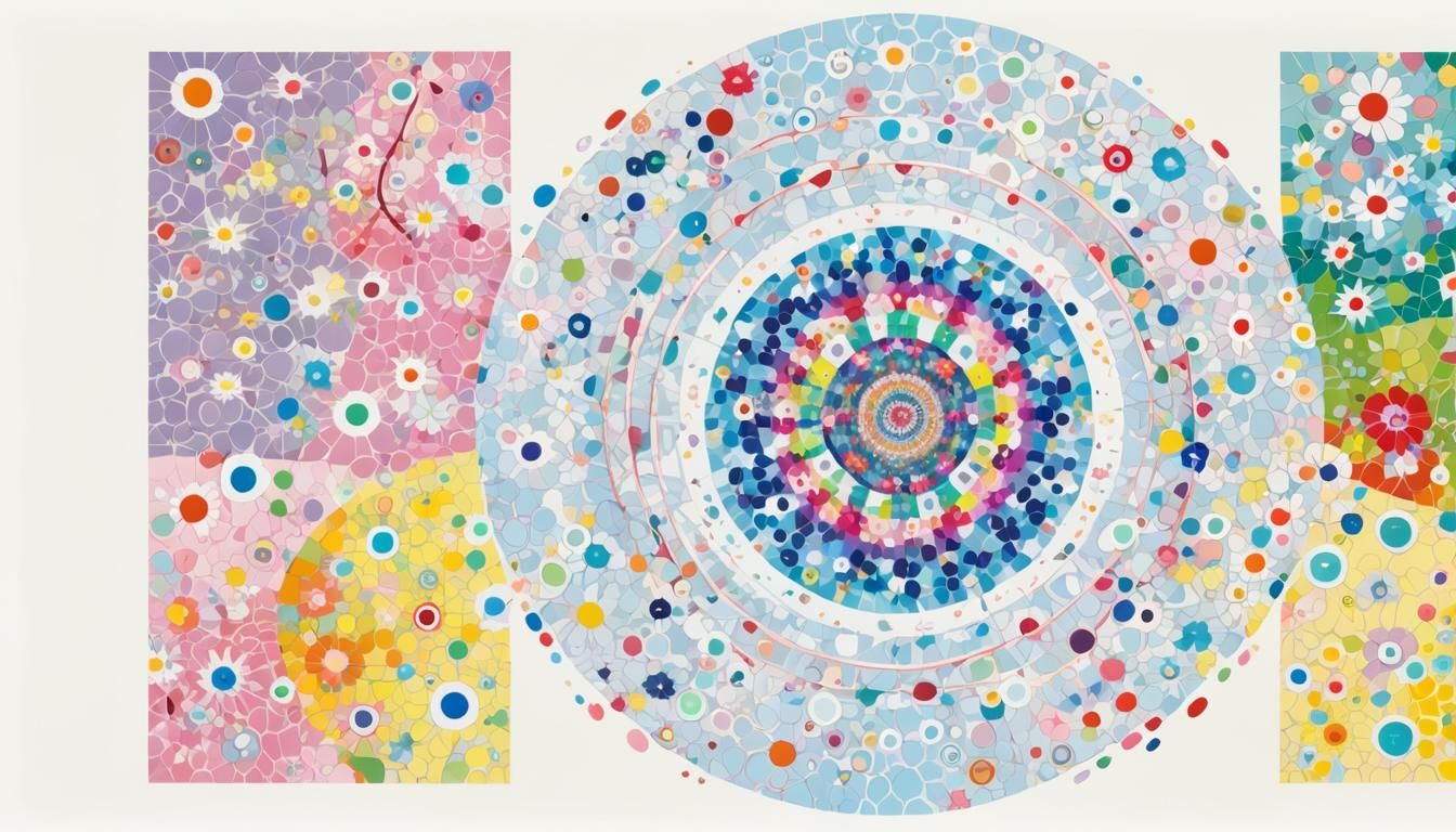 Vibrant Garden River in Takashi Murakami Style