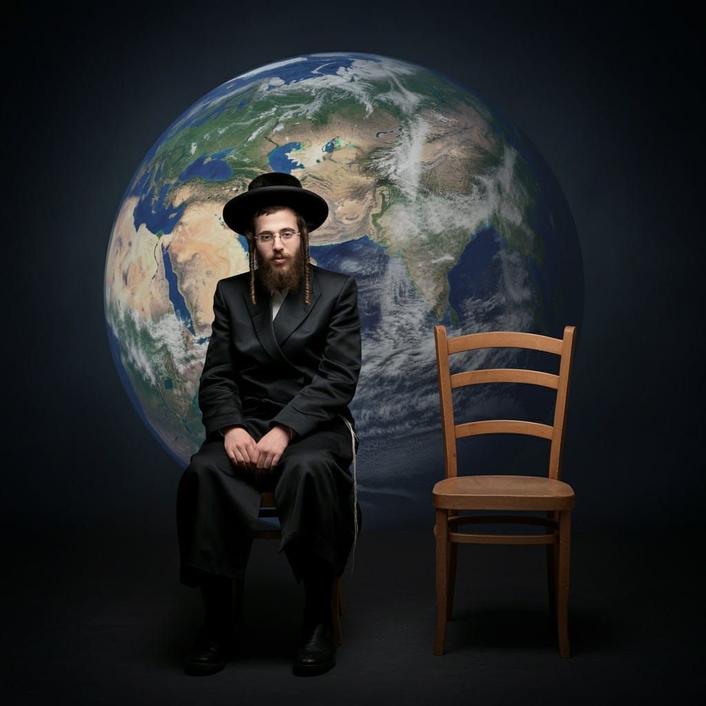 Orthodox Jewish Man with Earth Globe Backdrop