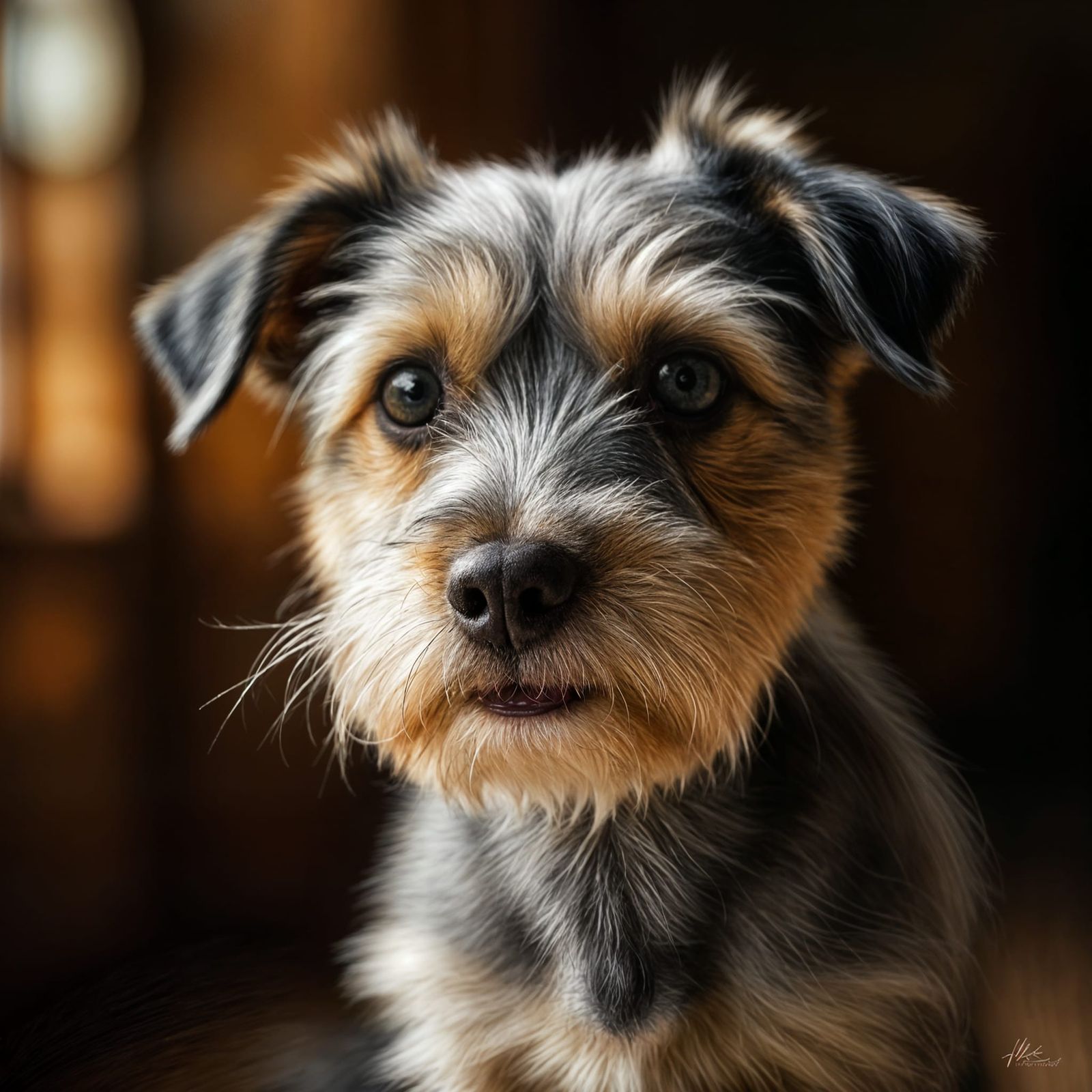 Elderly Terrier Dog in Macro Shot