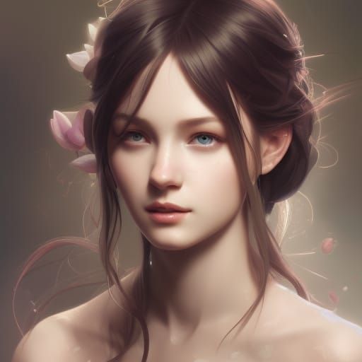 Magnolia Girl Portrait in Hyperdetailed Style