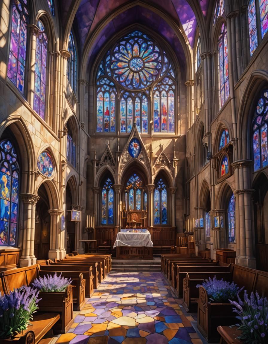 Surreal Cathedral Interior with Melting Architecture