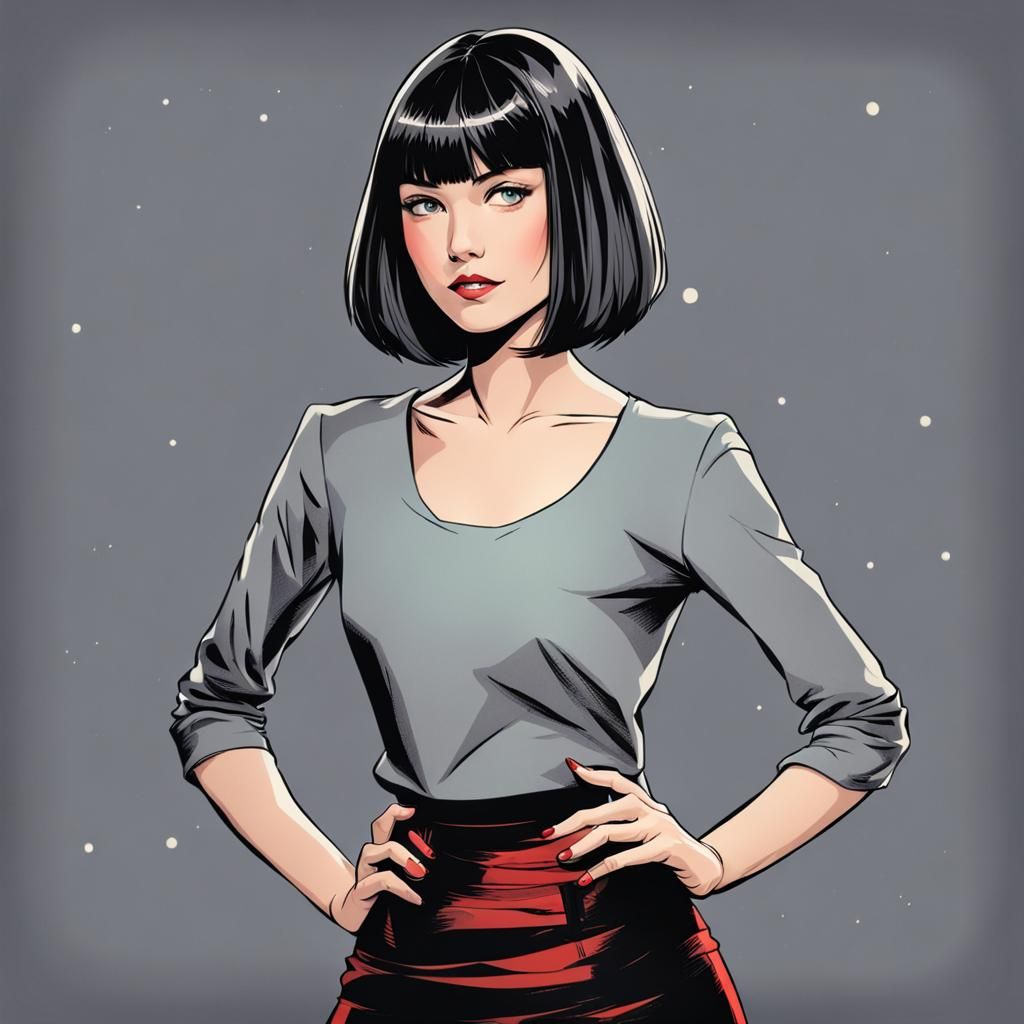 Young Woman in Red Top, Marvel Comic Art