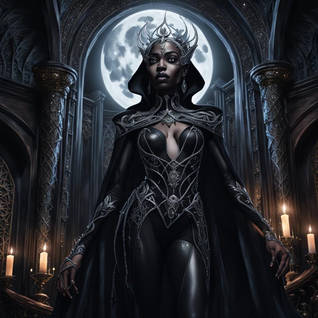 Dark Elf Princess in Gothic Throne Room