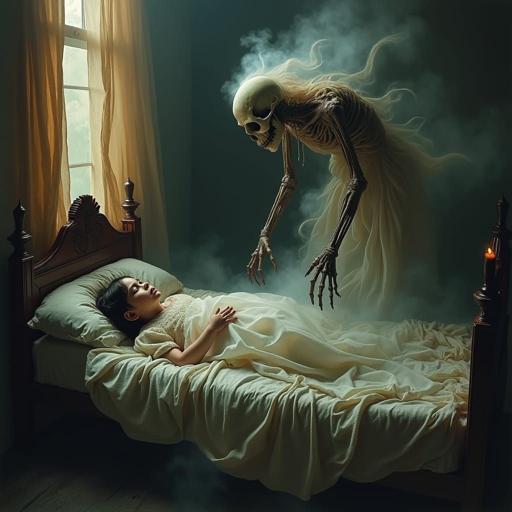 Eerie Banshee Steals Life Force in Gothic Horror Style