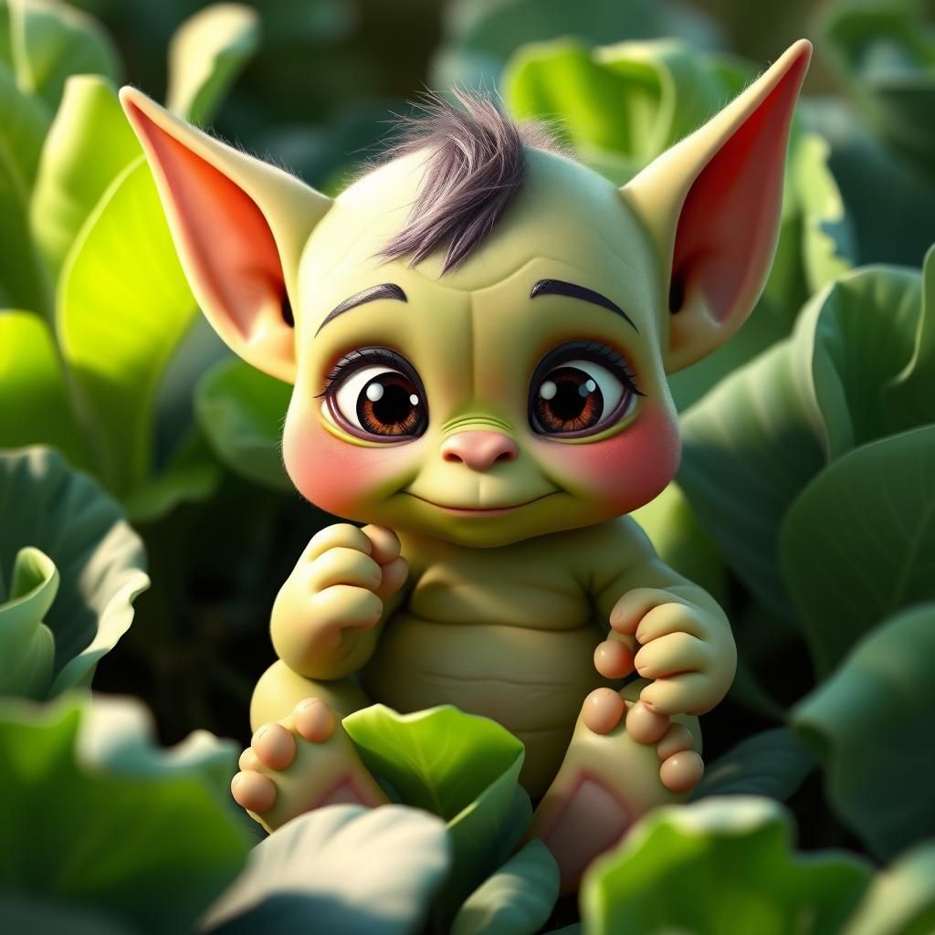 Adorable Baby Orc in Cabbage Patch: Pixar Style