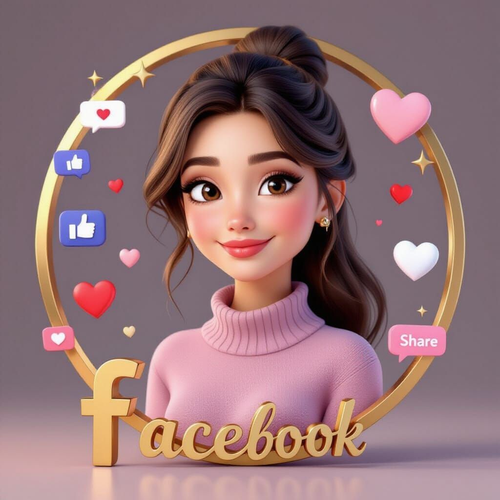 Pixar Style 3D Portrait of Sophisticated Young Woman