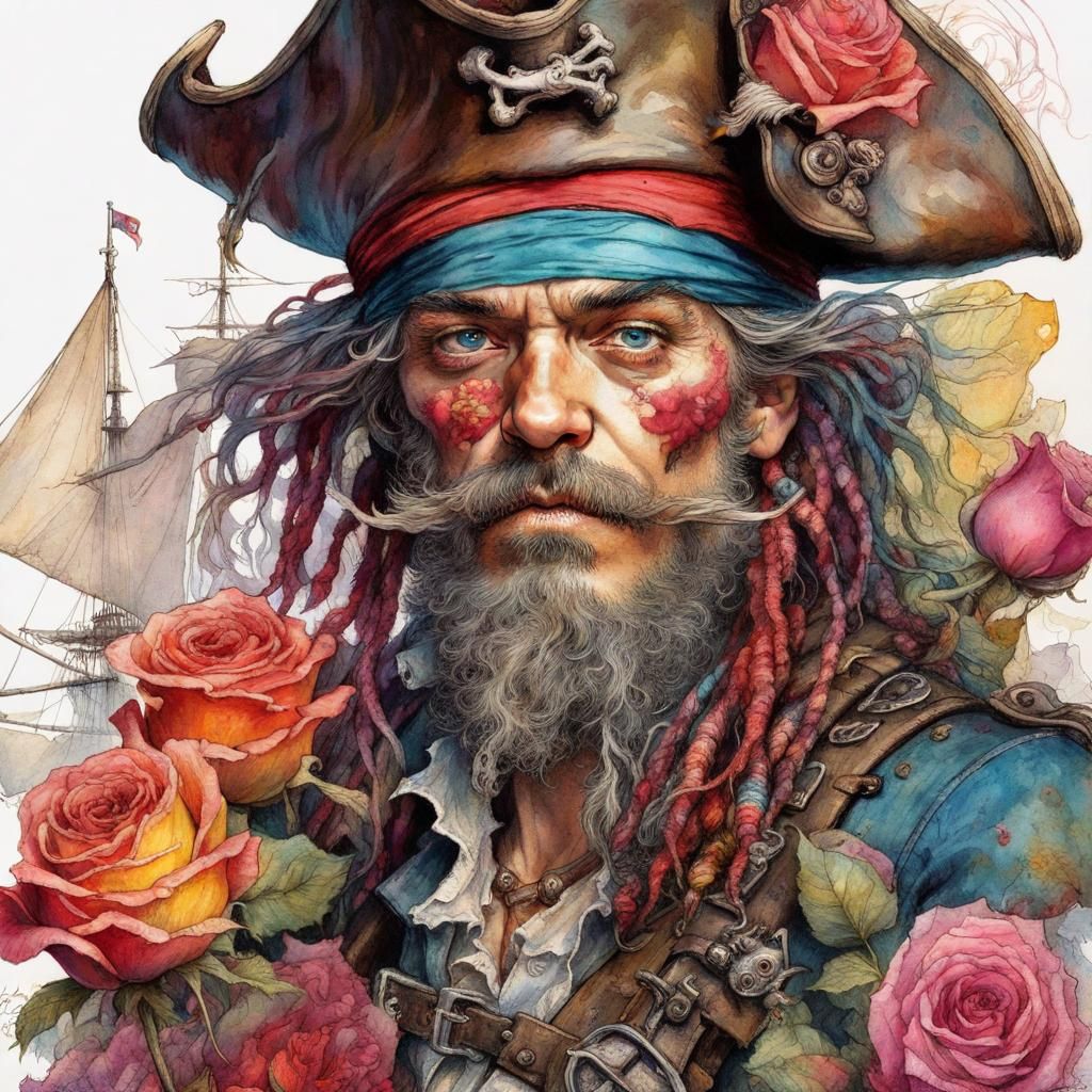 Colorful Gay Pirate Captain in Candy Art Style