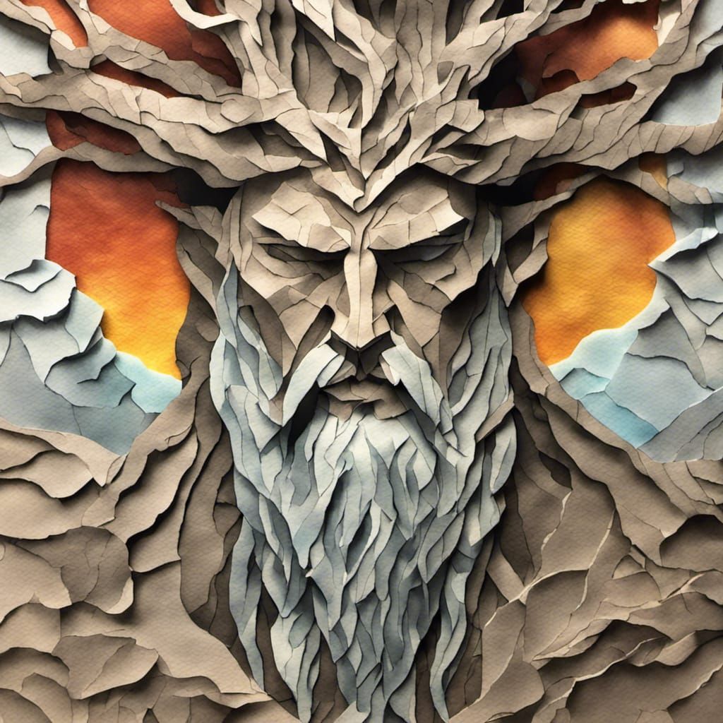 Yggdrasill 3D Paper Collage Inspired by Norse Mythology