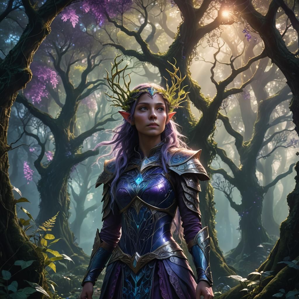 Mystical Elf Princess in Ethereal Forest