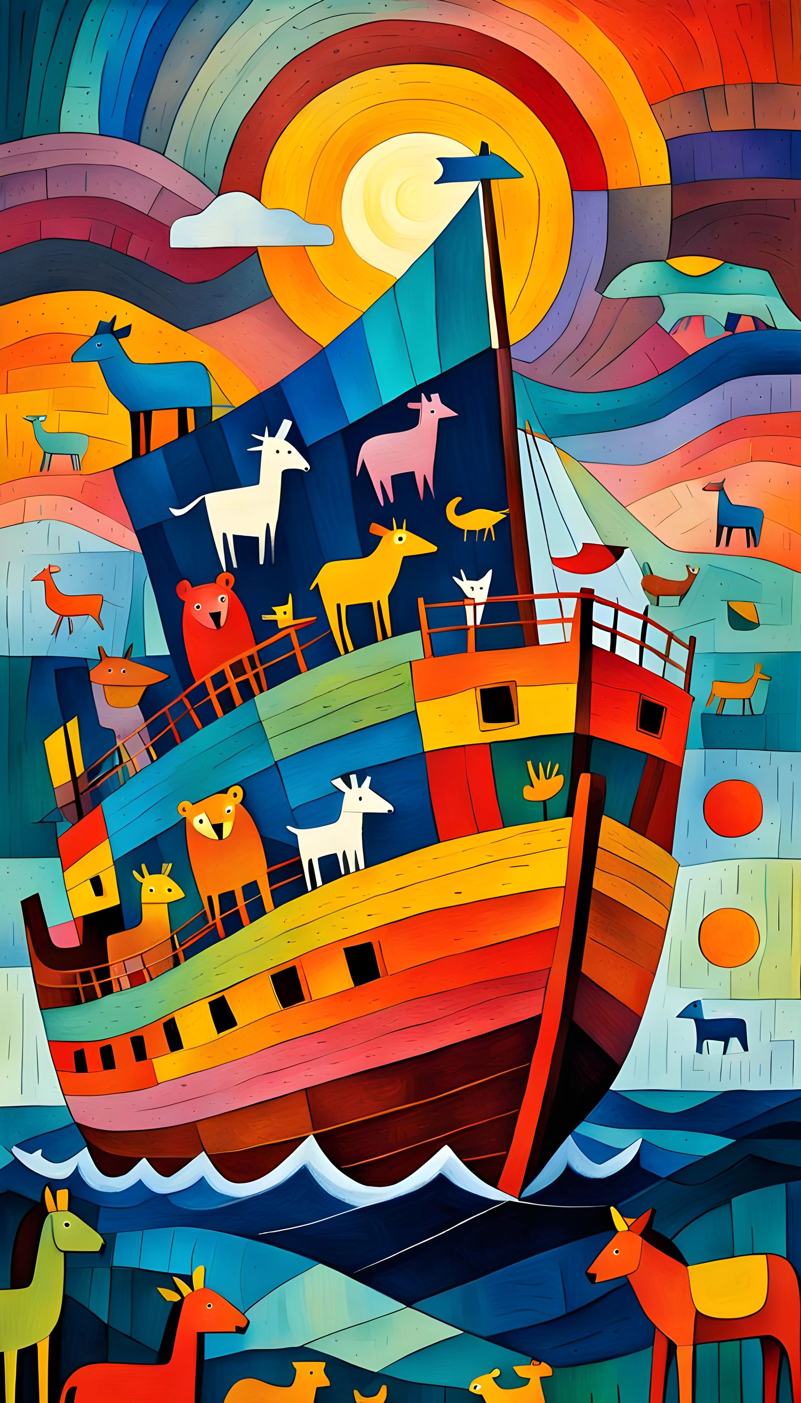 Noah's Ark in Paul Klee Style