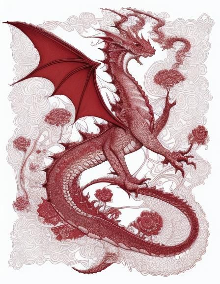 Whimsical Dragon Lady in Floral Fractal Art