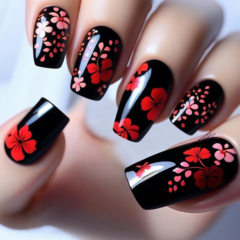 Feminine Hell Girl Nail Art Design