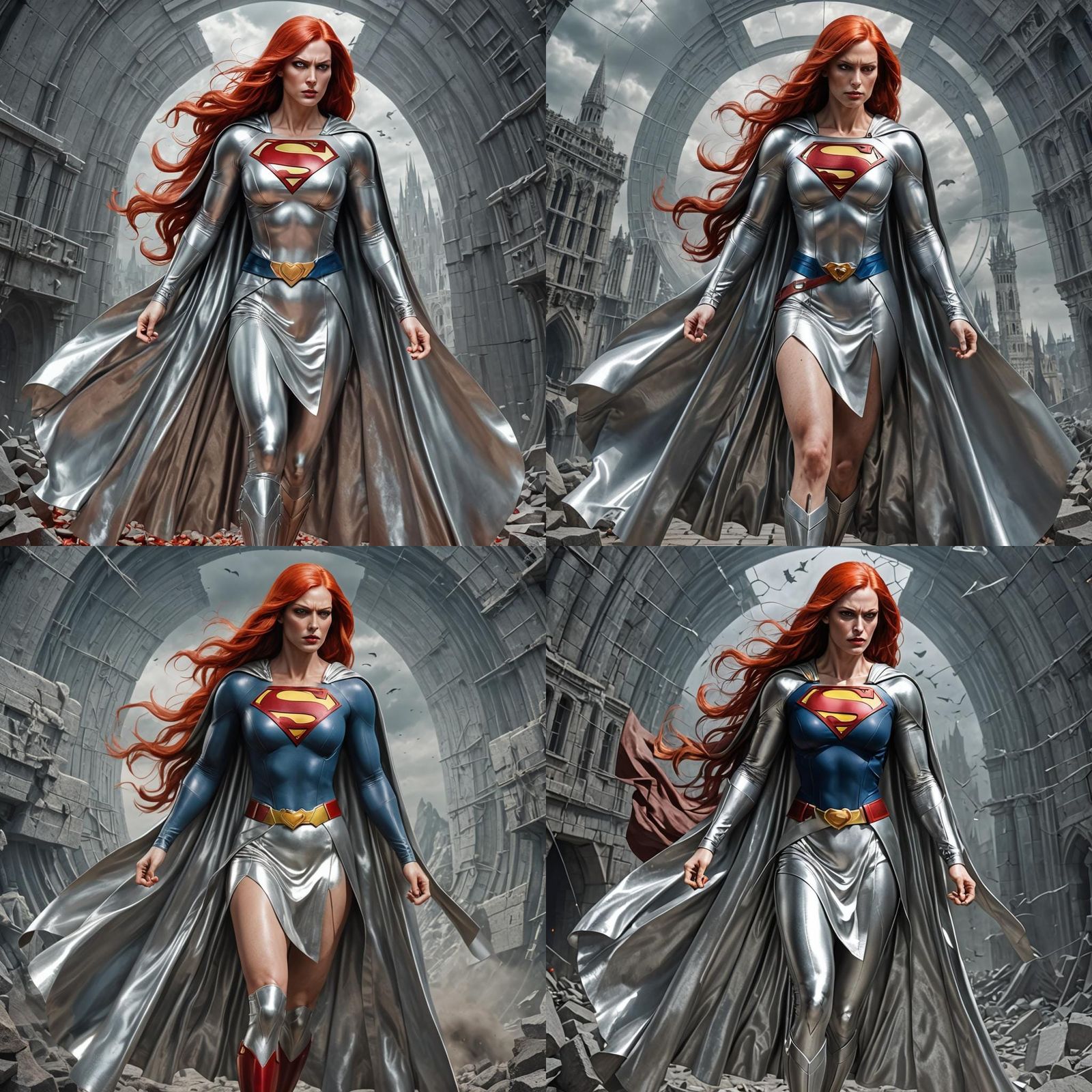 Supergirl Battles Dracula in Transylvania, in Biopunk Style