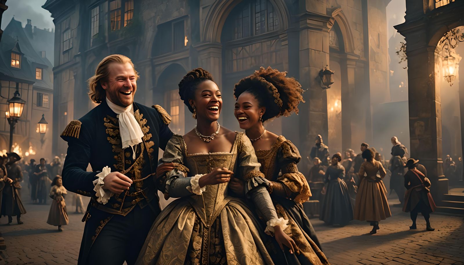 Scandinavian Earl Laughing with Young Woman, 17th Century