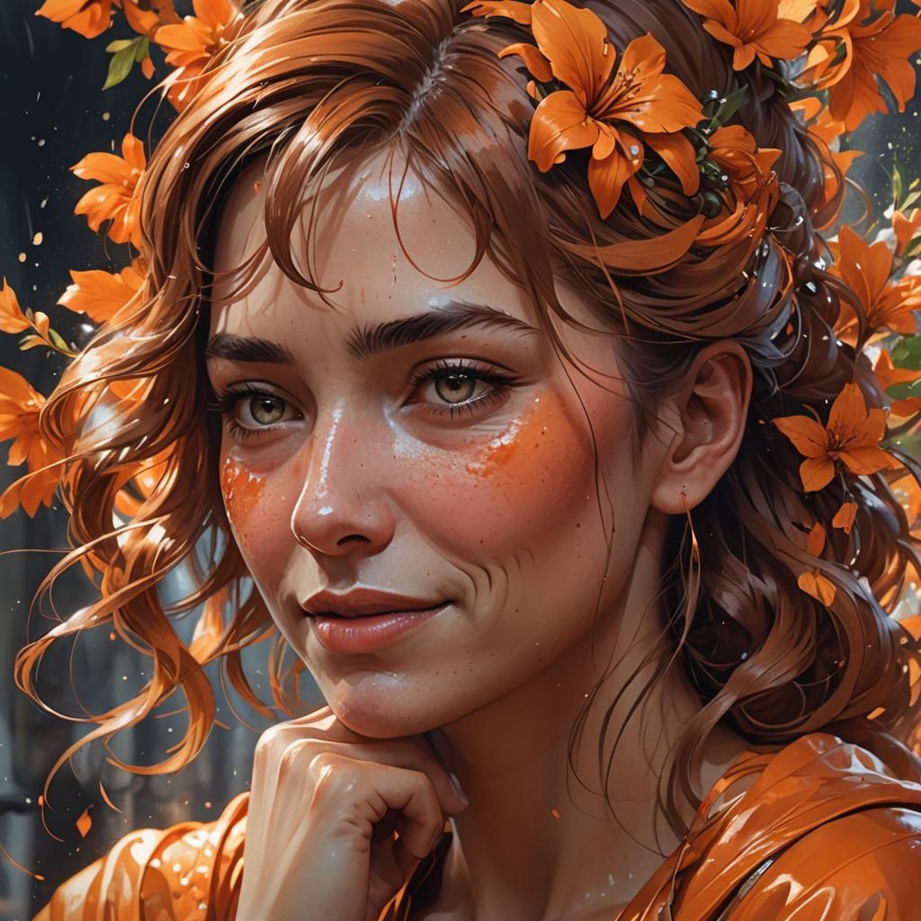 Woman's Joyful Tears: Hyperdetailed Artstation Portrait