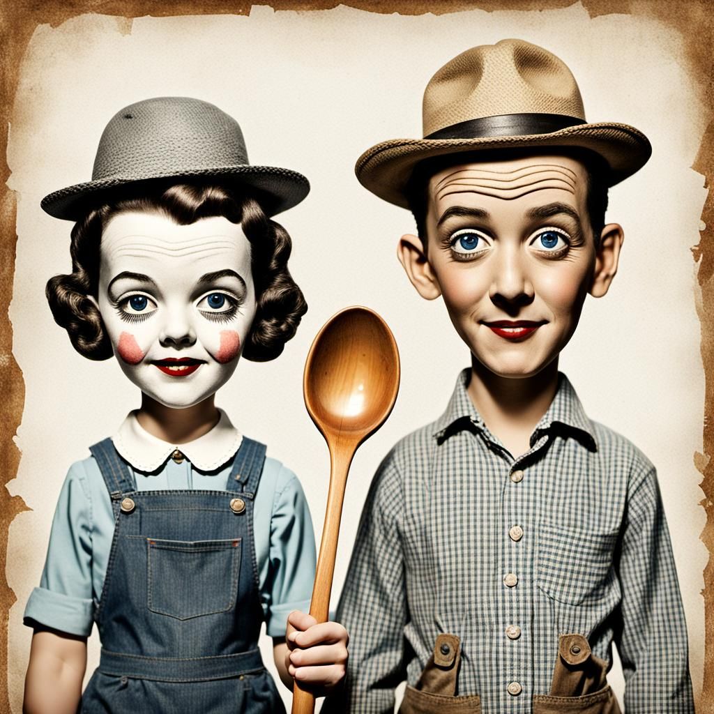 Spoon Puppets Recreate American Gothic with Celebrities