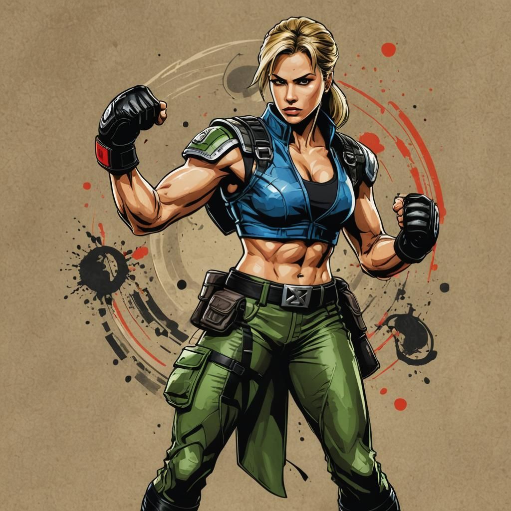 Sonya Blade Pop Art in Boxing Gloves