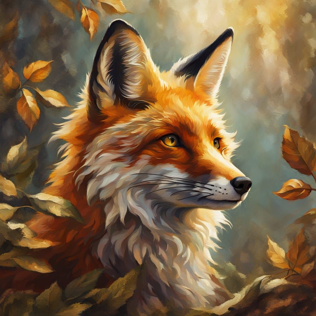 Baroque Fox Portrait in Golden Light