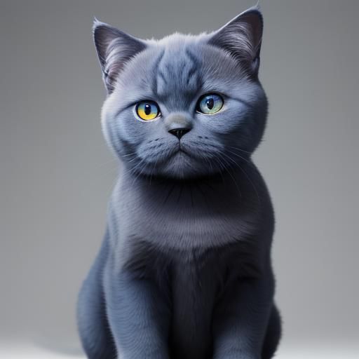 Blue british shorthair with heterochromia