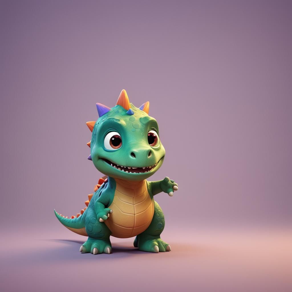 Cute Dinosaur in Pixar Style 3D Art