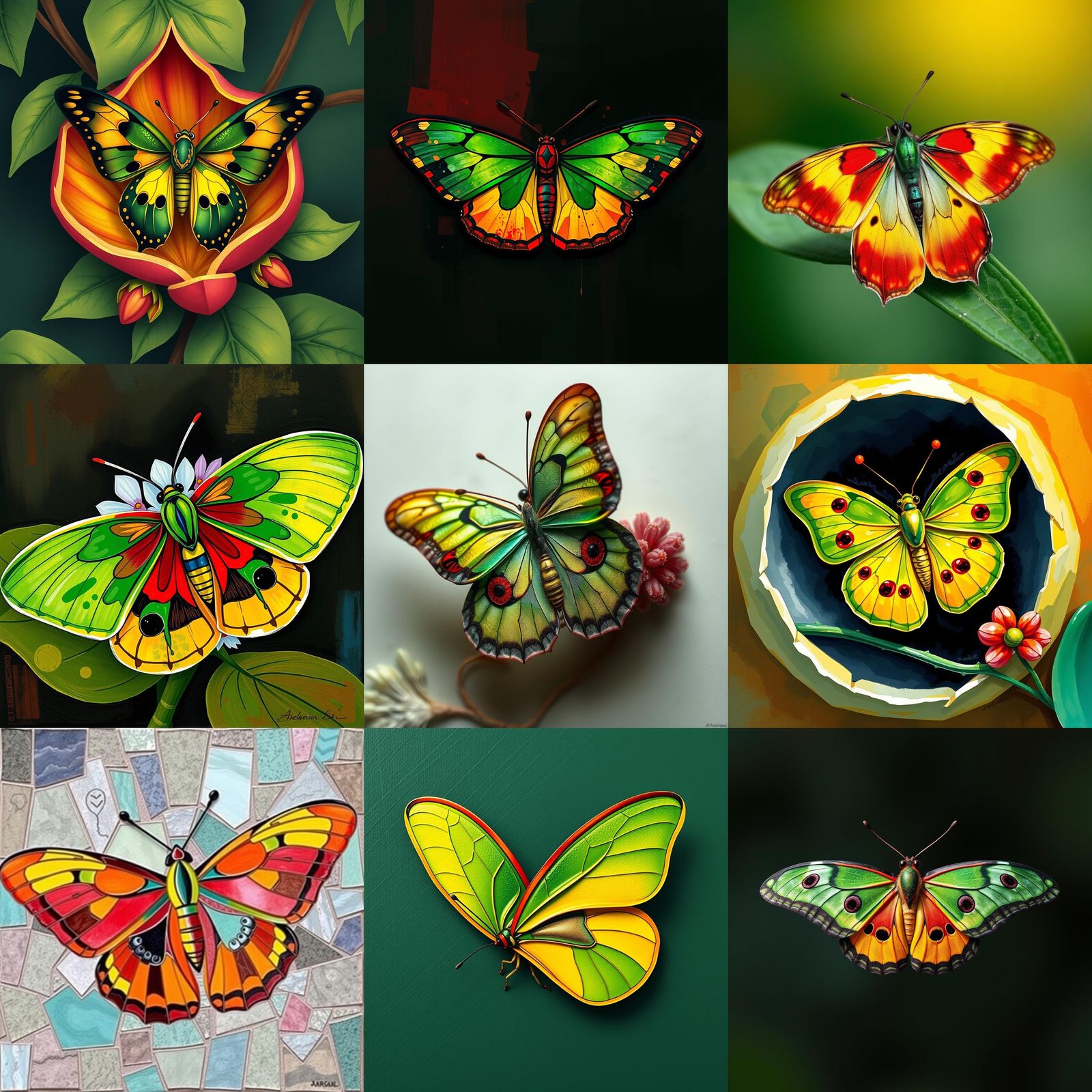 Butterfly Emerges in Cubist Reggae Colors
