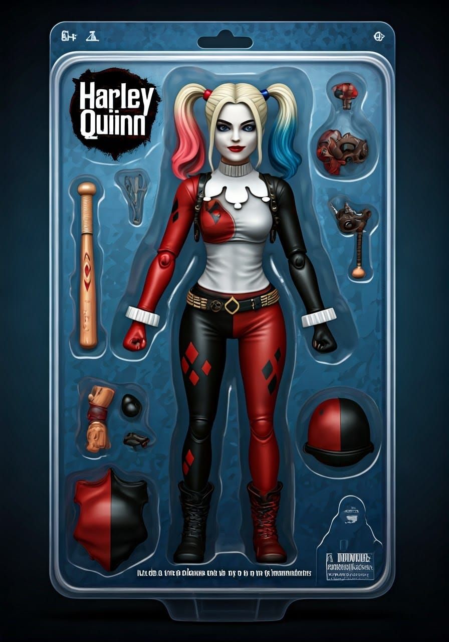 Harley Quinn Action Figure Blister Pack in Vibrant Colors