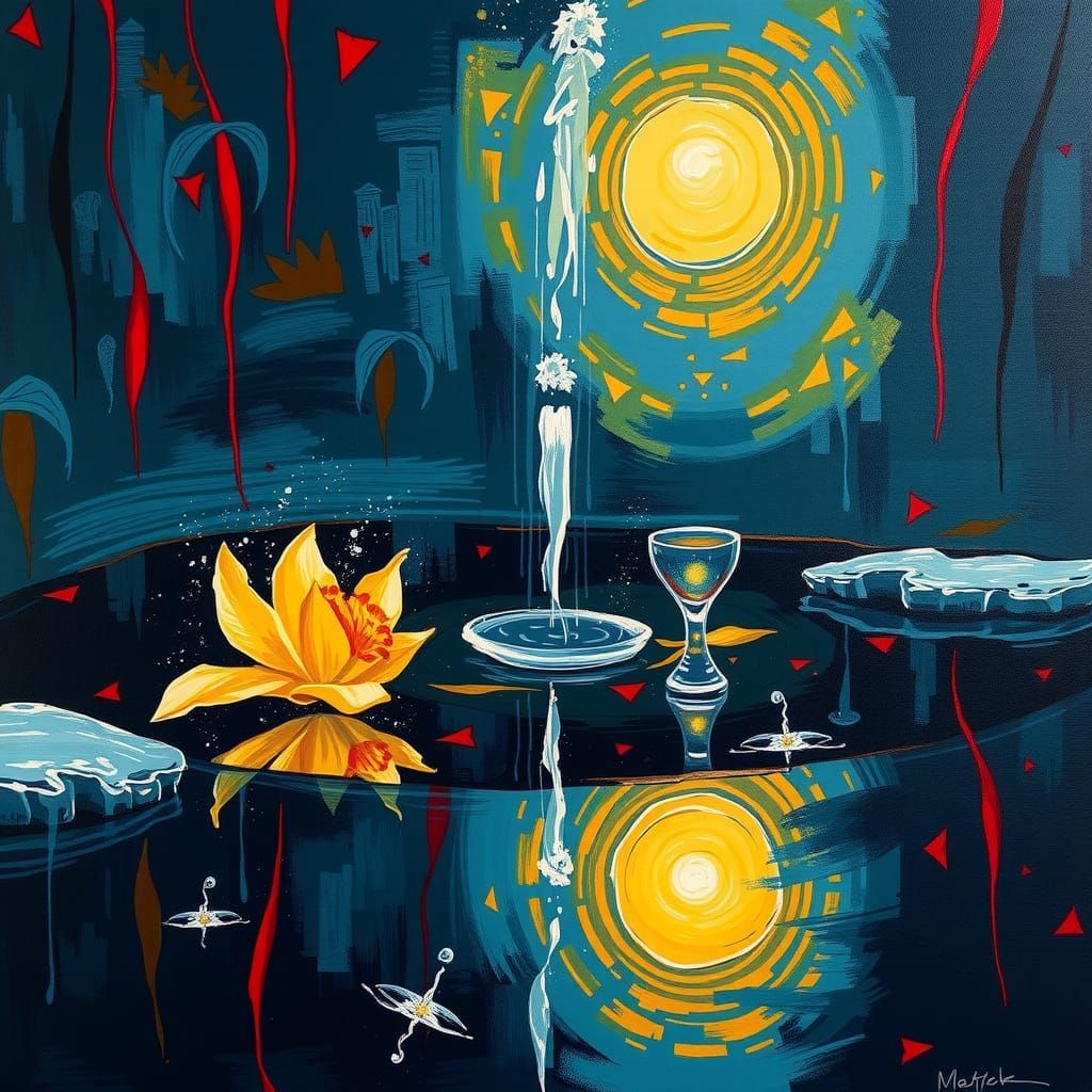 Abstract Sun Reflection in Dark Pool