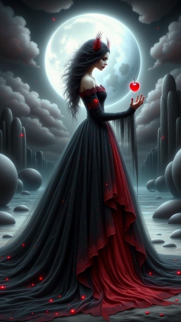 Gothic Snow White Under Lunar Eclipse