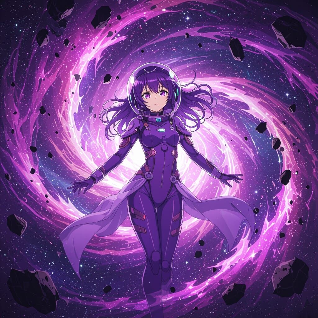 Anime Girl Black Hole Powers in Manga Astral Fantasy Style