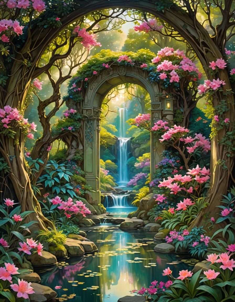 Enchanted Fairy Portal in Art Nouveau Style
