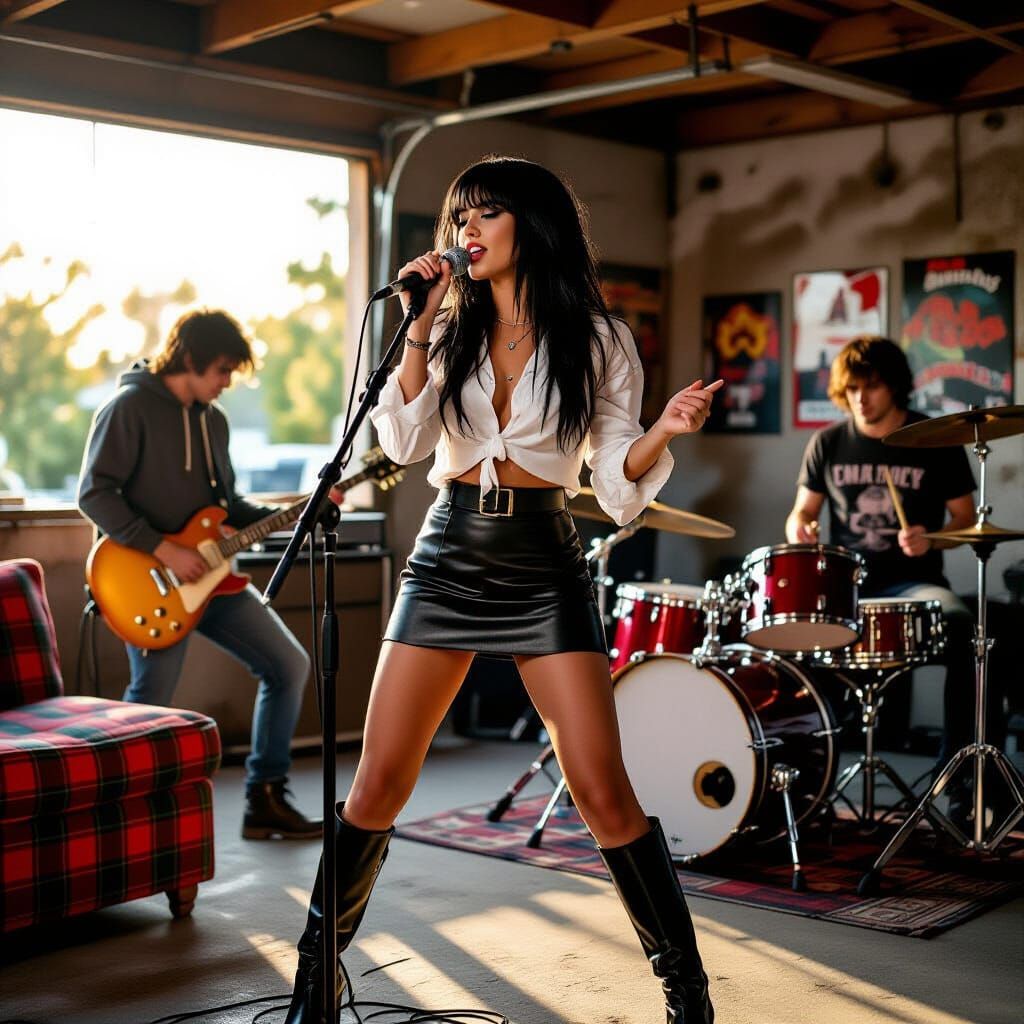 Teenage Rock Band Performance in Hyper-Realistic Style