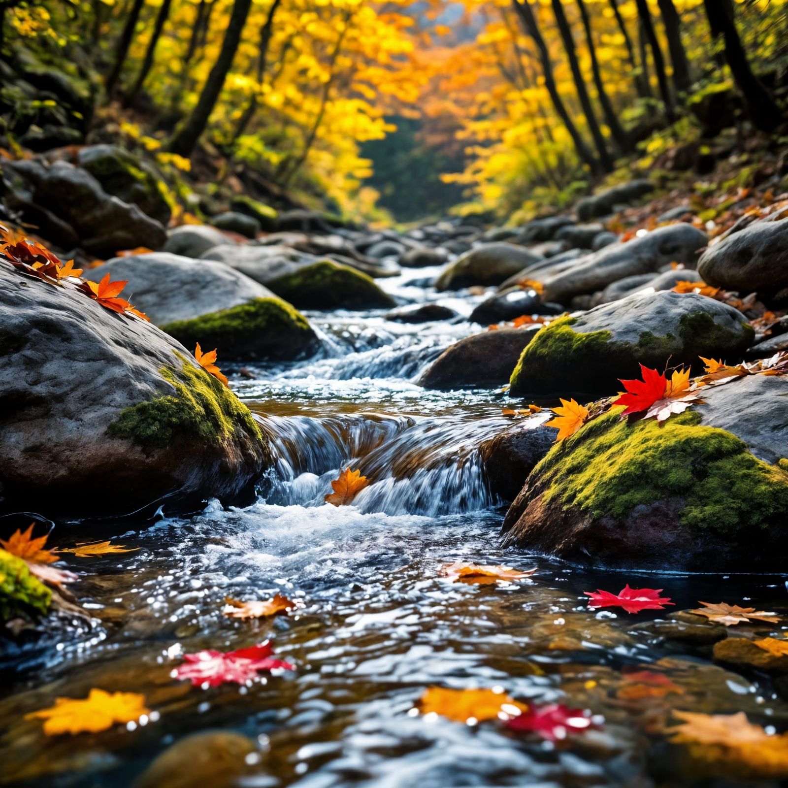 Autumn Leaves in Pristine Mountain Creek
