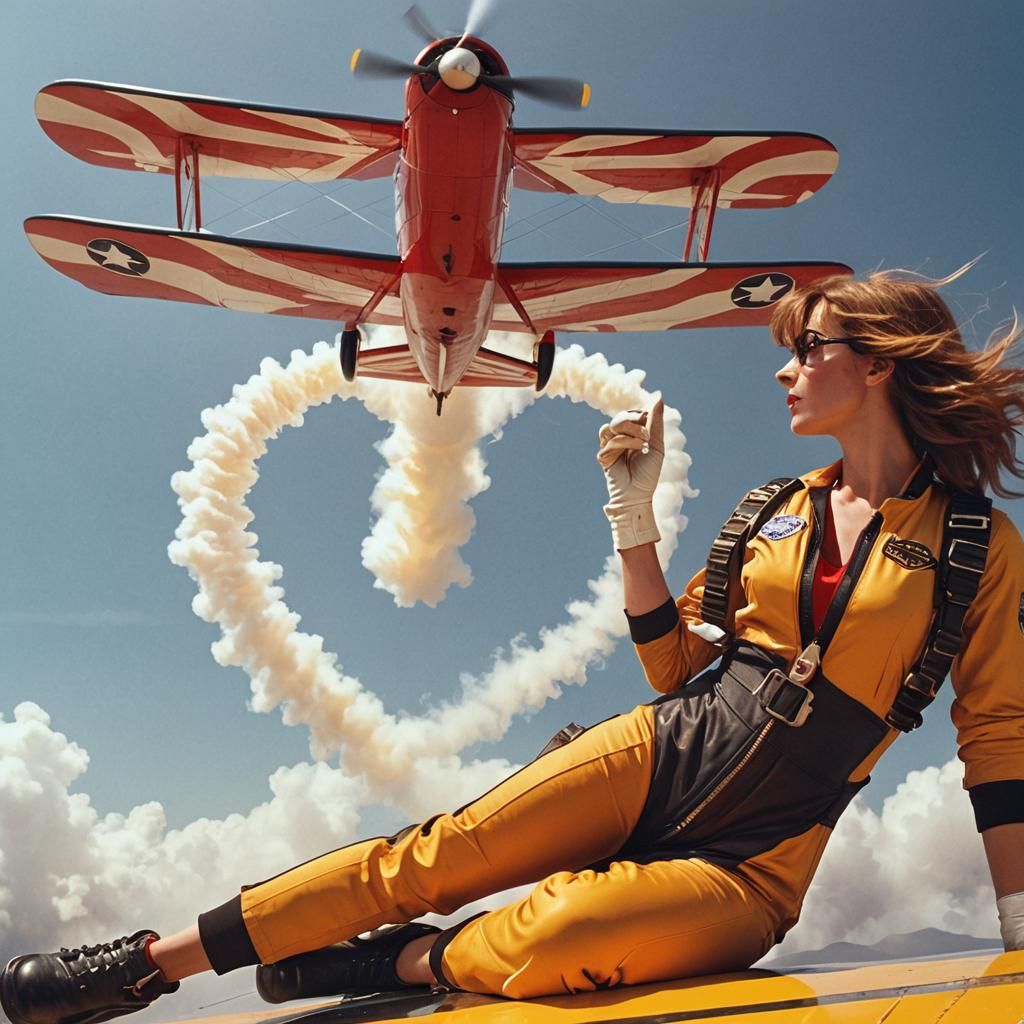 Aerobatic Biplane Creates Heart in Sky at Sunset