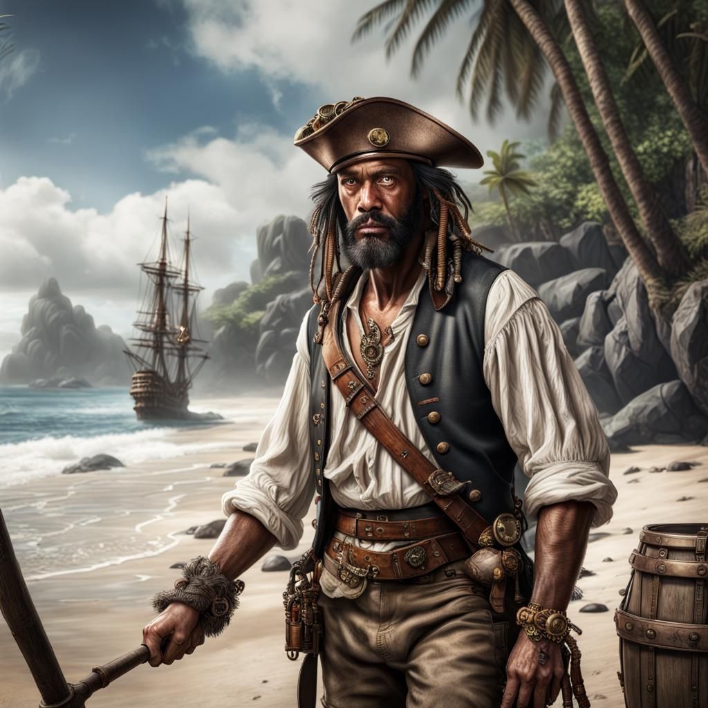 Steampunk Robinson Crusoe in Hyperrealistic Style