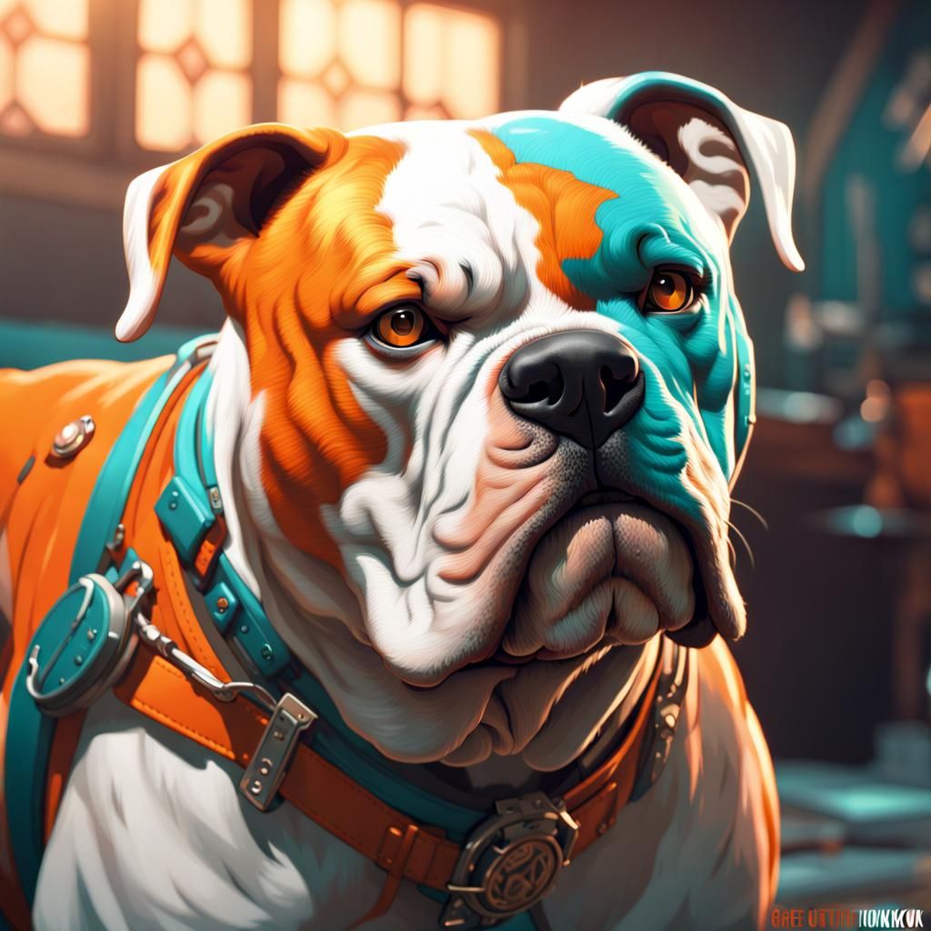 Hyperdetailed American Bulldog Concept Art