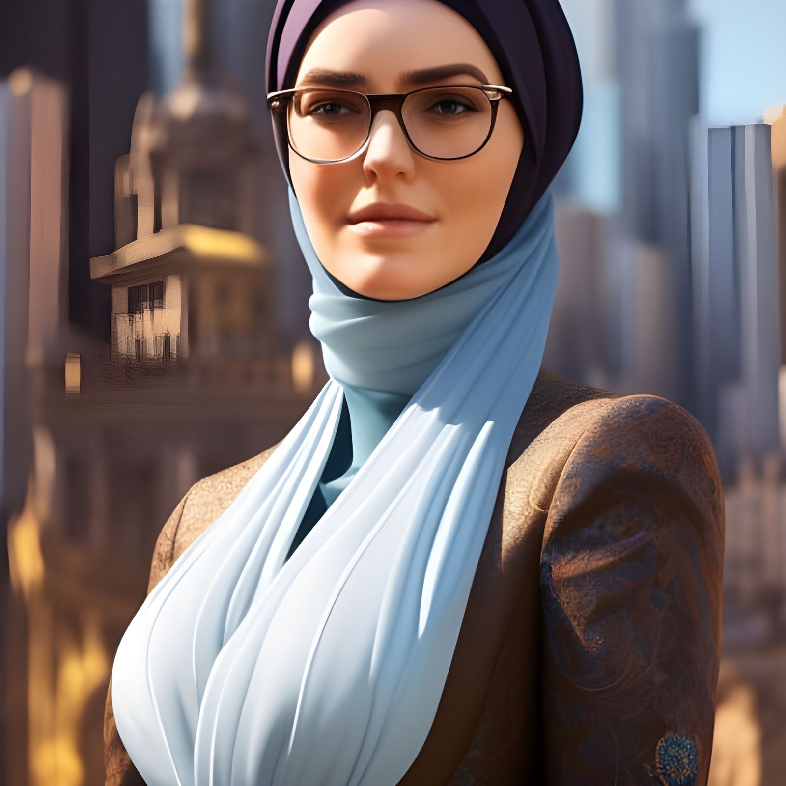 German Woman in Hijab, Hyperdetailed Portrait
