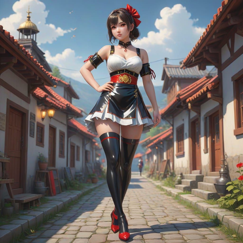 Macedonian Woman in Latex Folk Costume