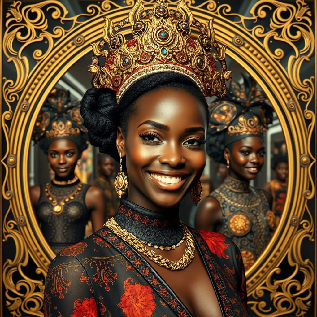 Opulent Portrait in Art Nouveau Style