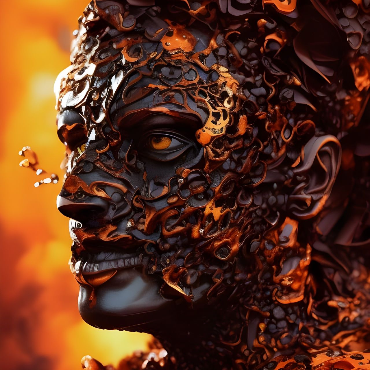 Steampunk Elemental Humanoid Portrait in Digital Art Style