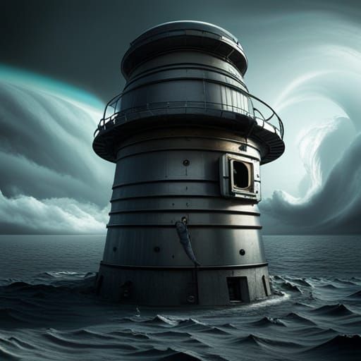 Surreal Spacecraft Propaganda Mixer in Hurricane