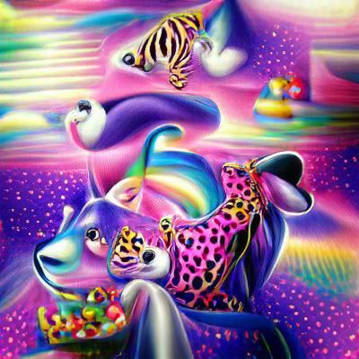 Colorful Surrealism in Lisa Frank Style