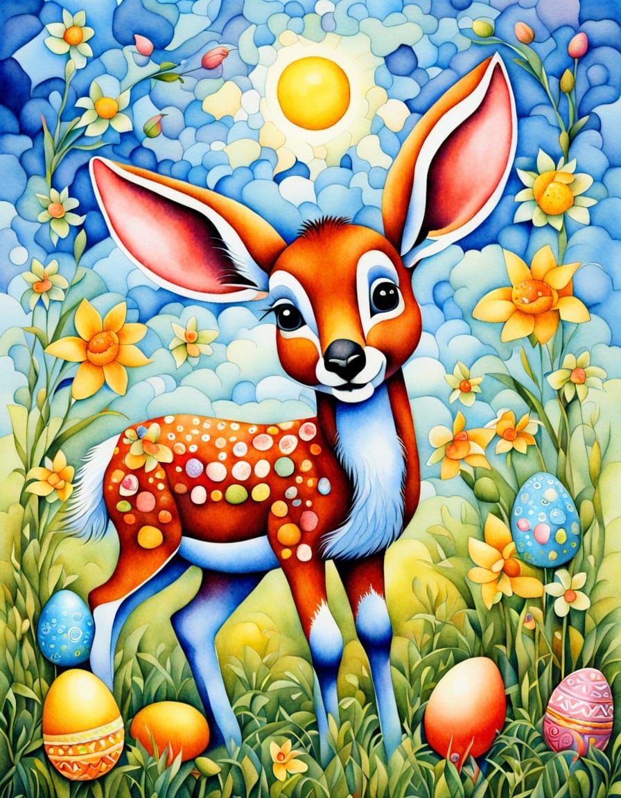 Easter in Vibrant Cubist Style