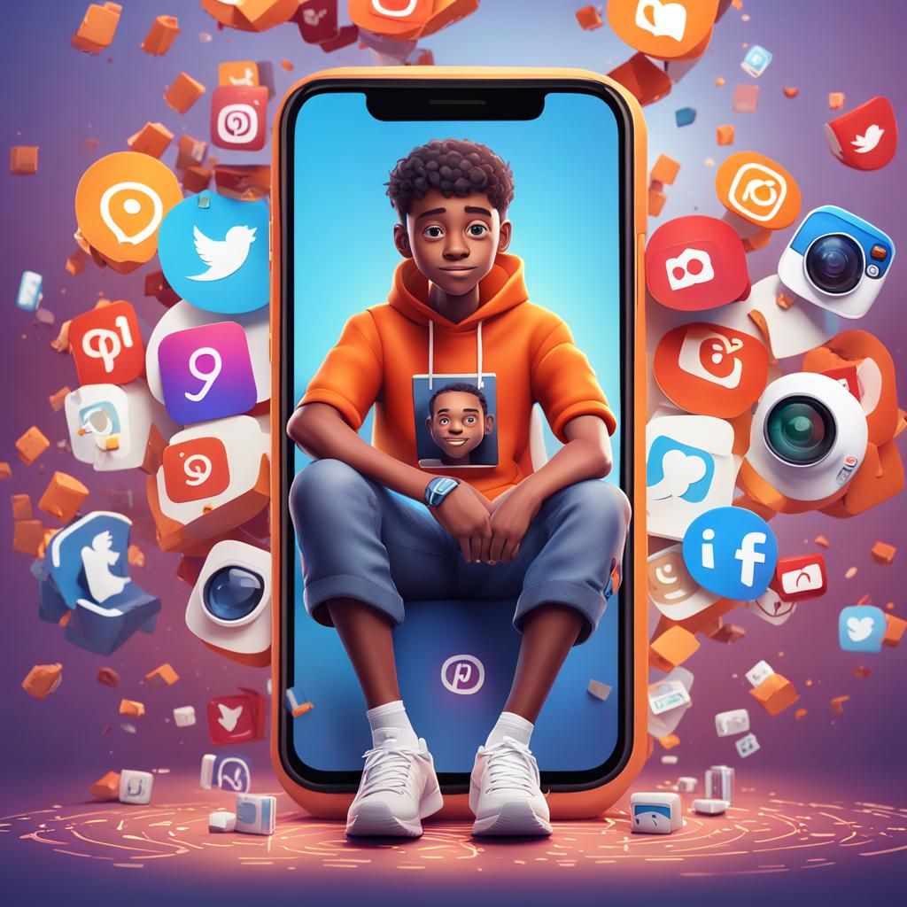 Boy on Instagram Logo: 3D Rendered Illustration