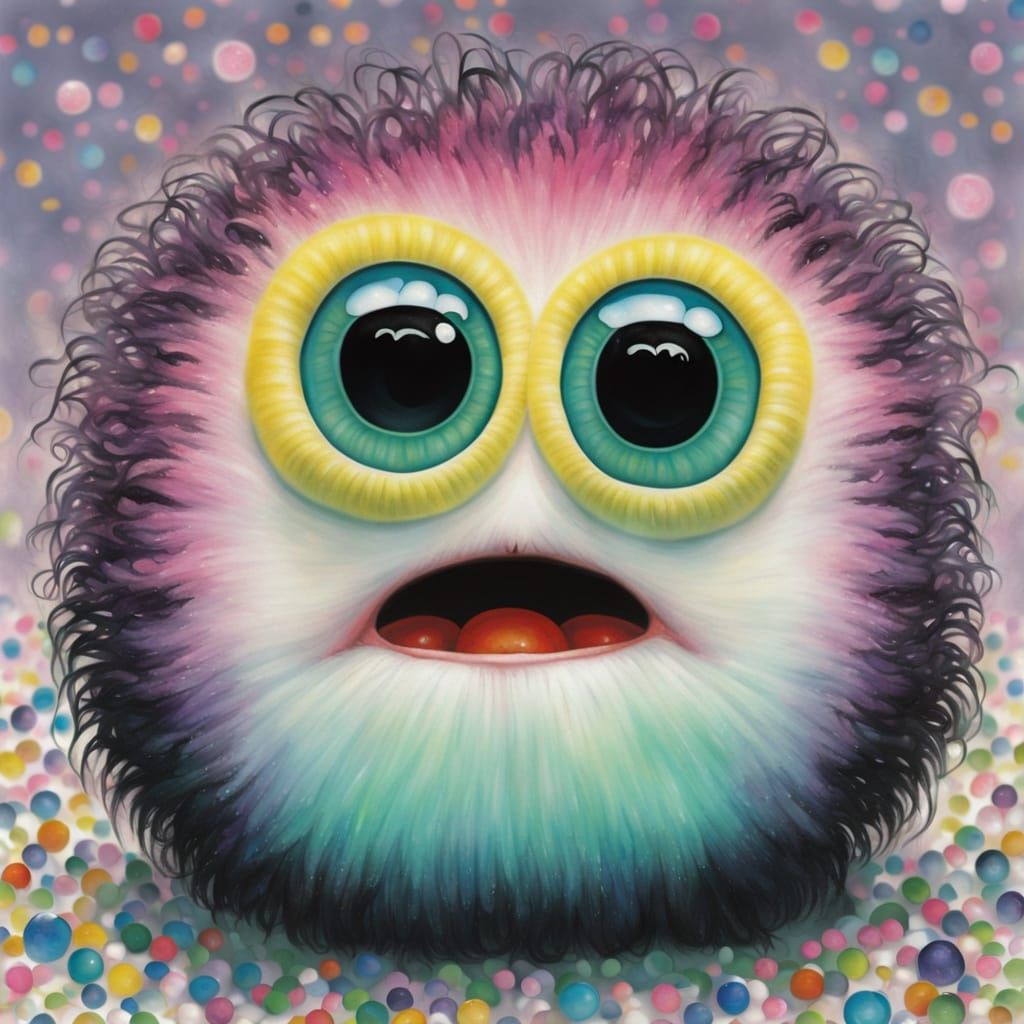 Grotesque Caterpillar Close-Up in Klimt Style