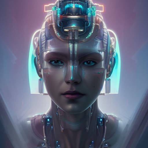 Cyberpunk Egyptian Robot Queen Portrait in 8K