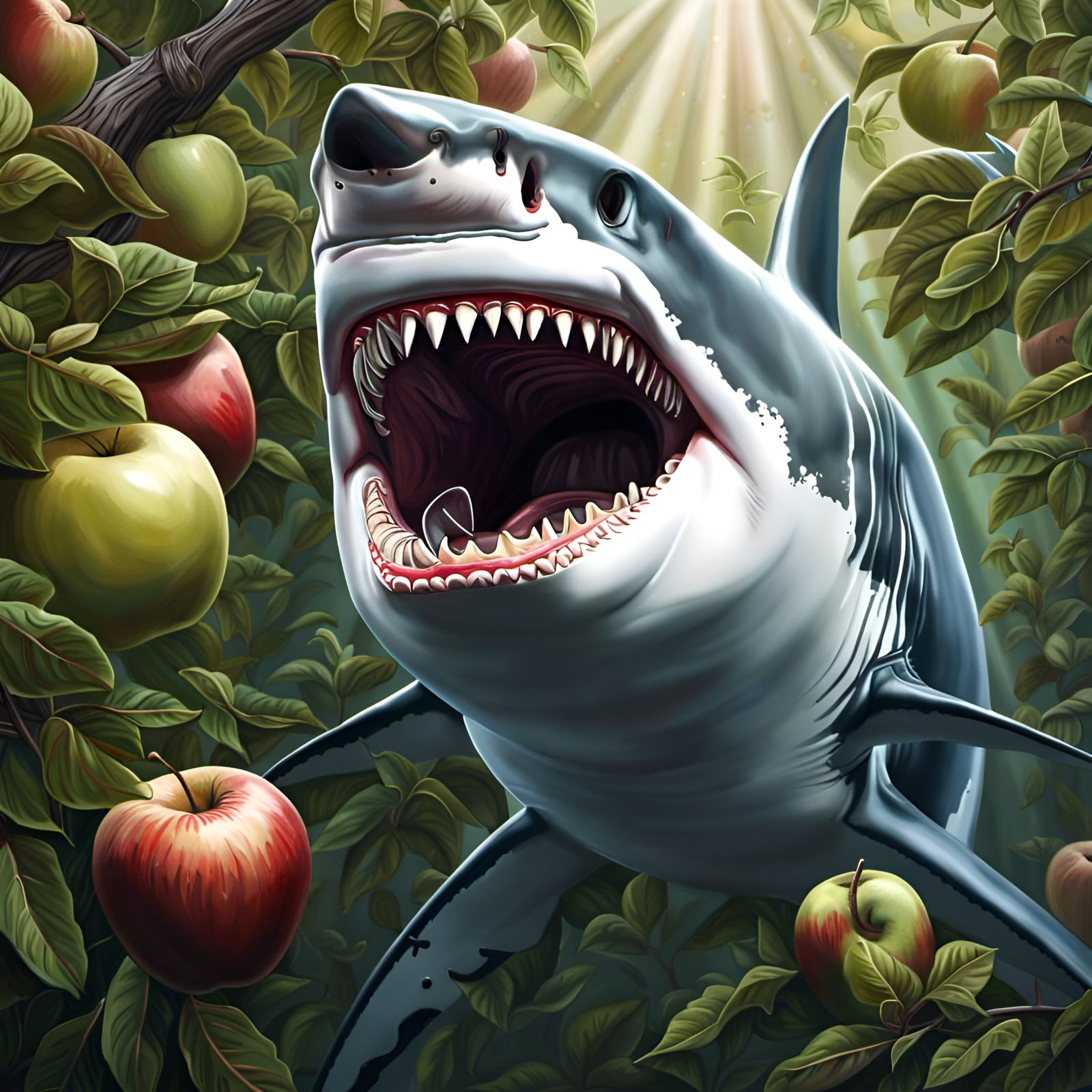Great White Shark Dentist Visit in Apple Tree
