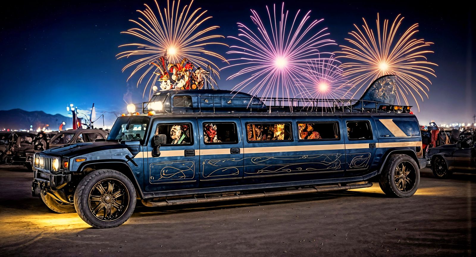 Sleek Steampunk Car at Future Burning Man Desert Event
