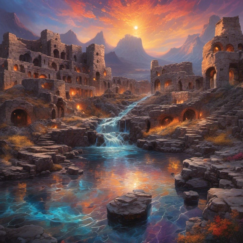 Molten Silver River Reflects Colorful Night Sky