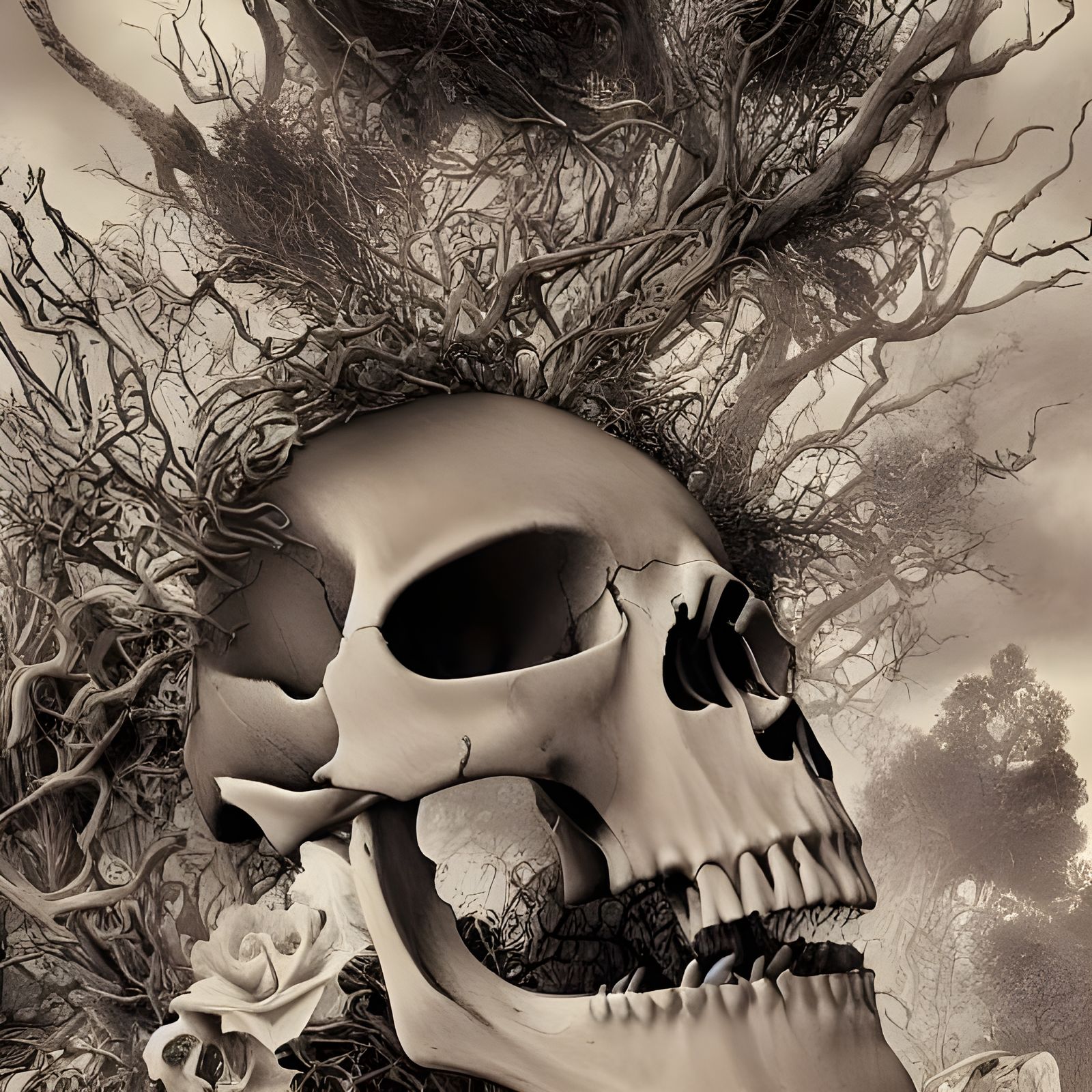 Arcane Skull in Ethereal Holographic Style